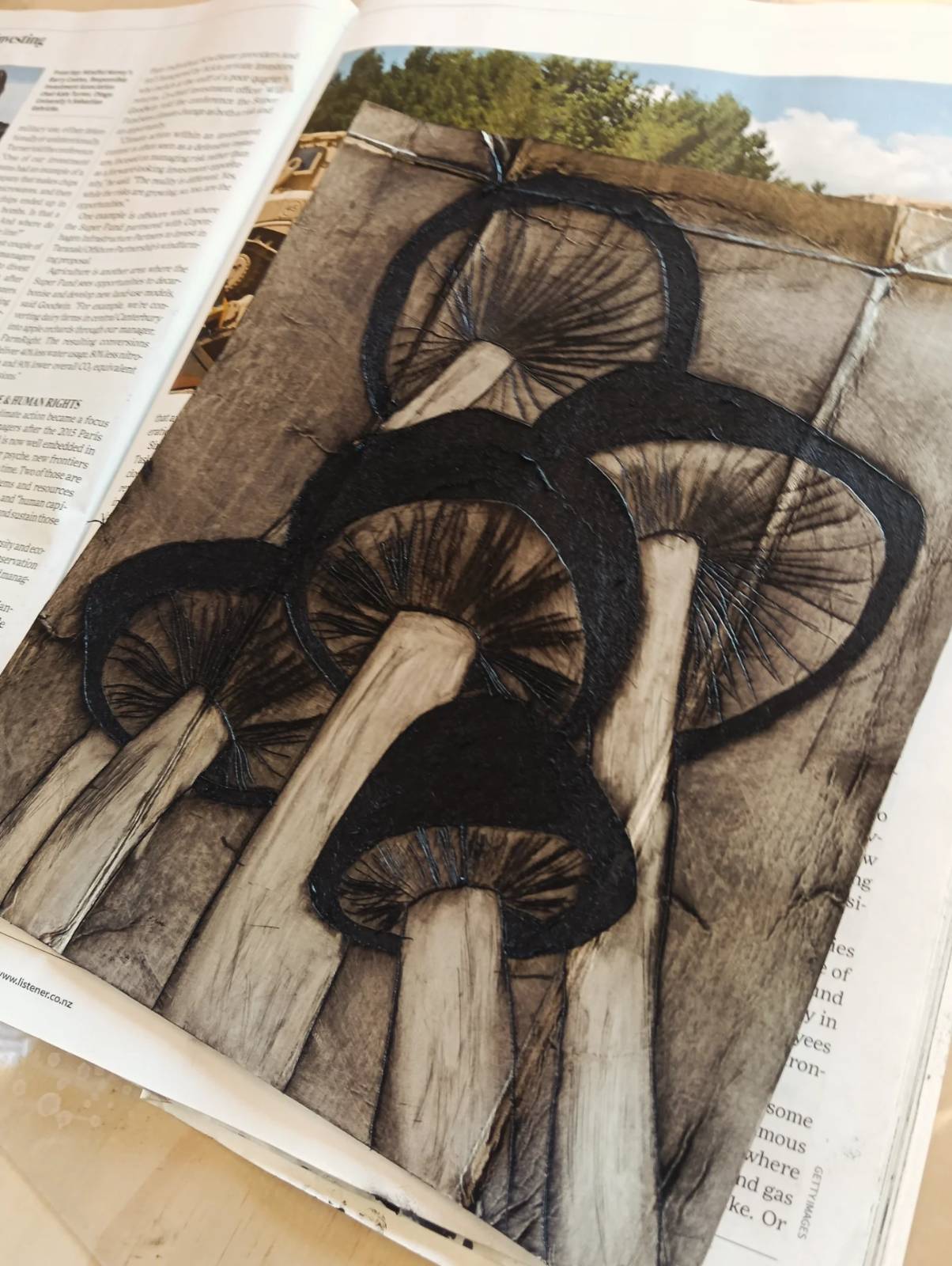 A tetrapak plate with an image of mushrooms